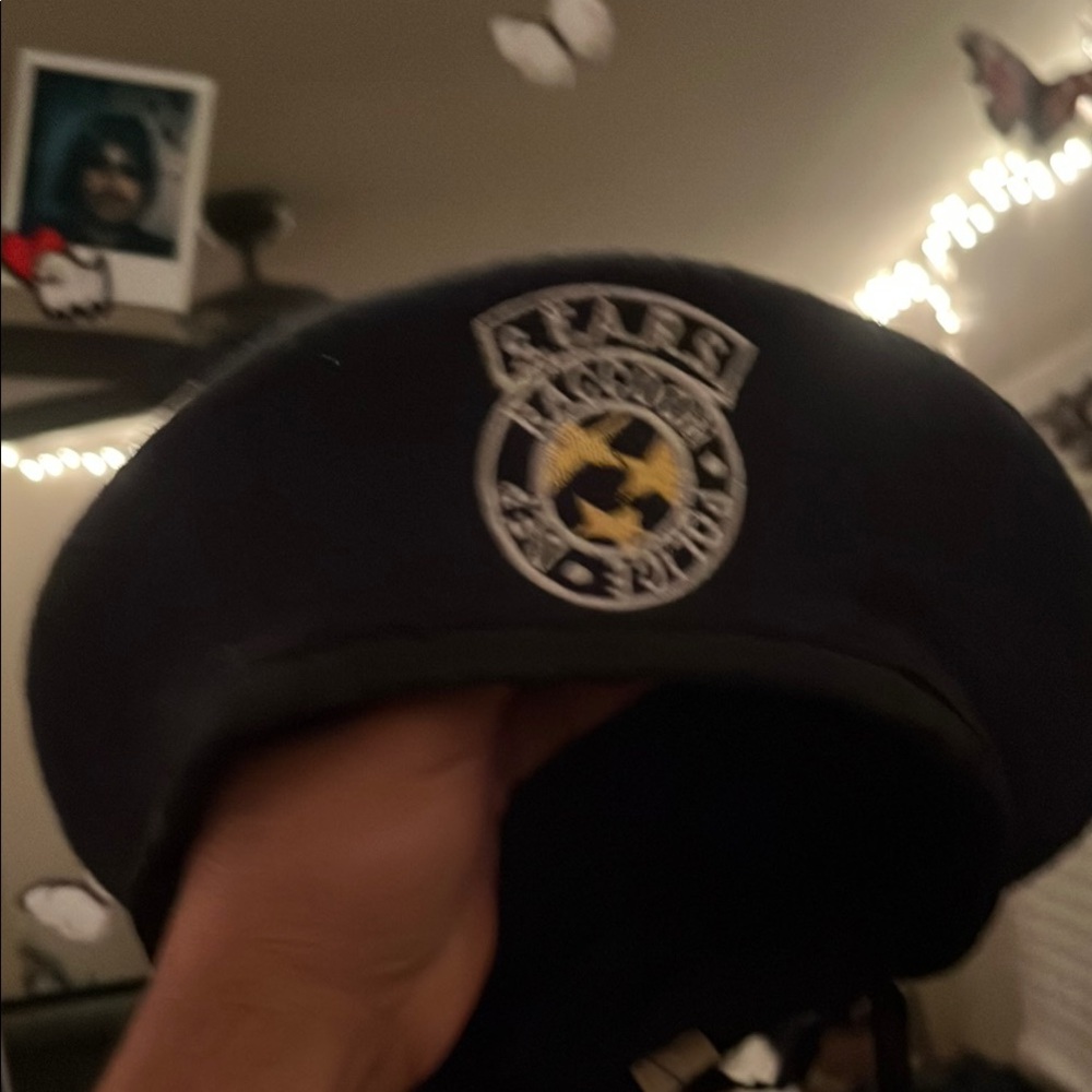 Source Unknown Navy Blue Cap with Gold Emblem